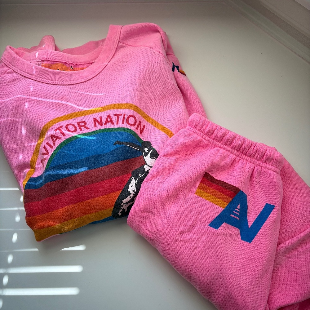 Hot Pink Aviator Nation Sweatshirt and Sweatpants (Sweatset)